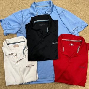 Lot of 4 Men’s Columbia Omni-Shade sun protection UPF 30 polo collared shirts